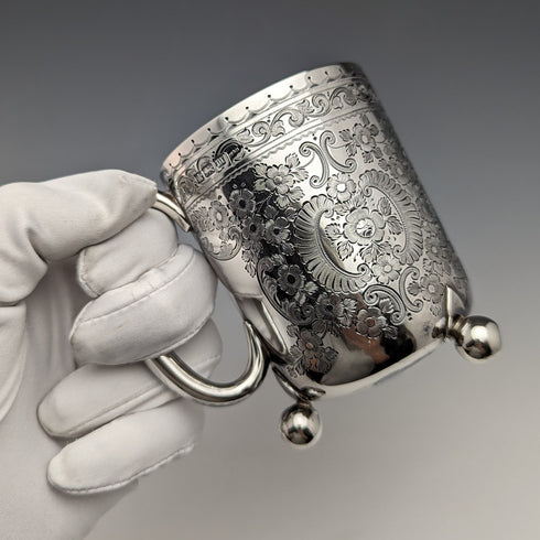 1904年 英国アンティーク 純銀製マグカップ 130g Walker and Hall